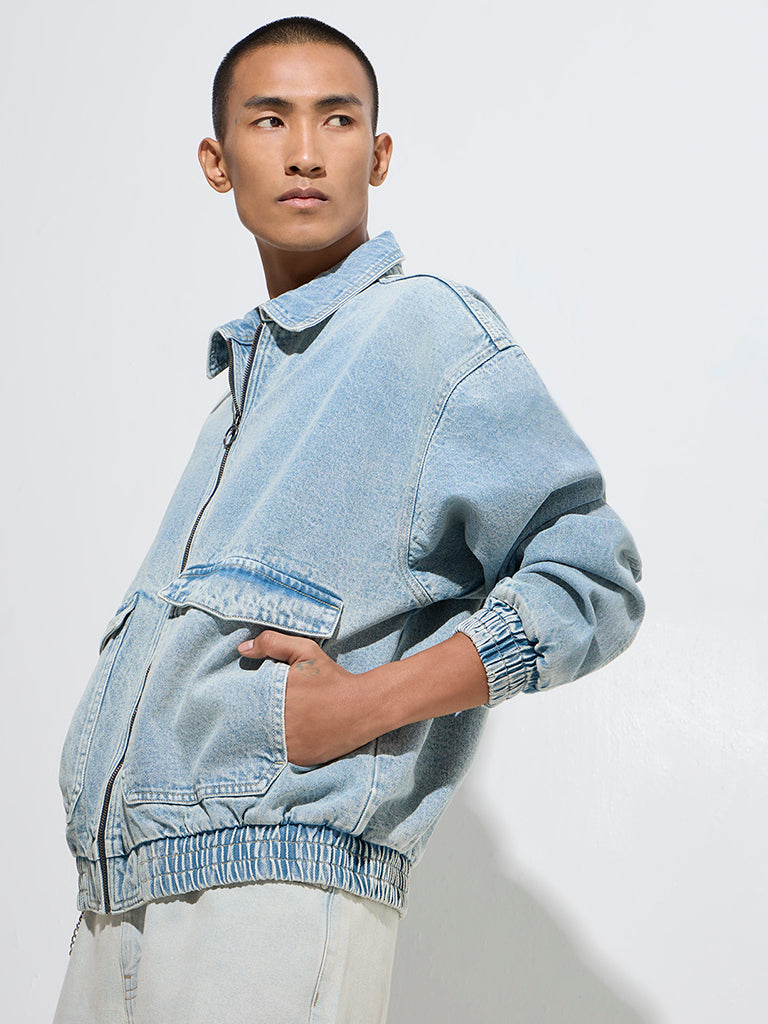 Buy Nuon Light Blue Relaxed-Fit Denim Jacket from Westside