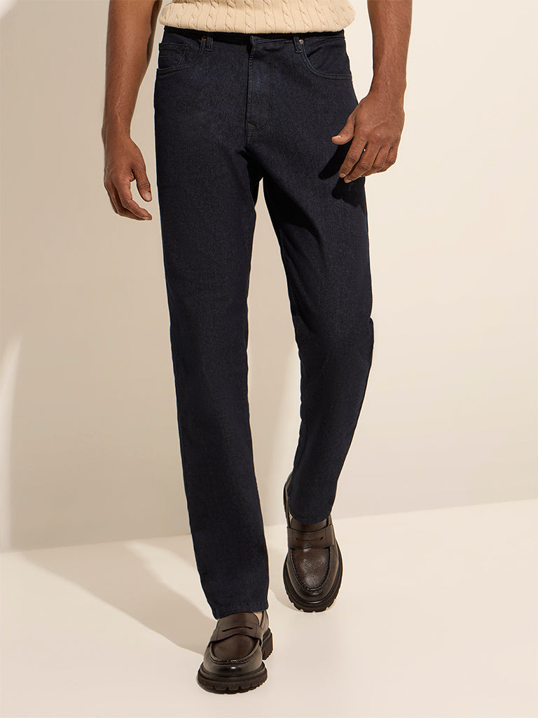 Ascot Dark Blue Relaxed-Fit Mid-Rise Jeans
