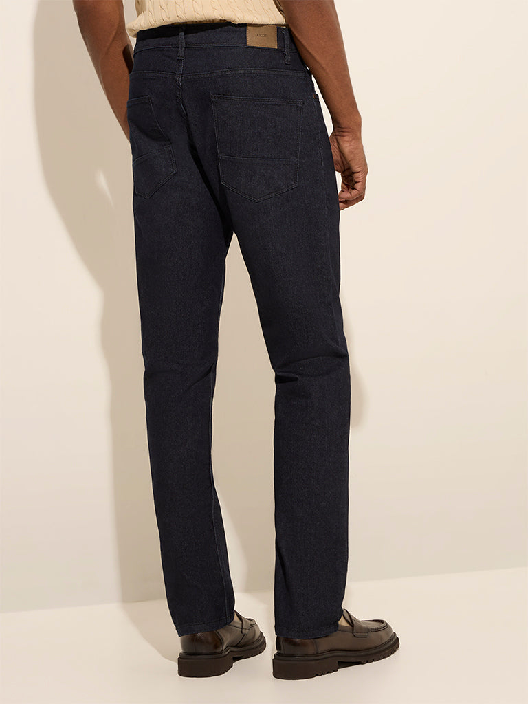 Ascot Dark Blue Relaxed-Fit Mid-Rise Jeans