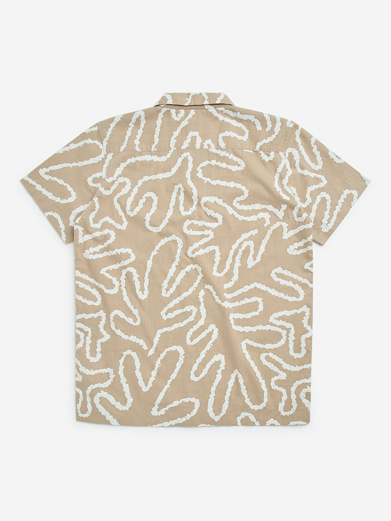 Y&F Kids Beige Abstract Design Cotton Shirt