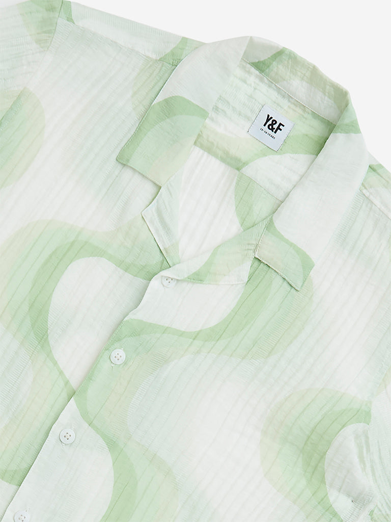 Westside Y&F Boy's Sage Abstract Pattern Shirt for Casual Wear Zoomed View