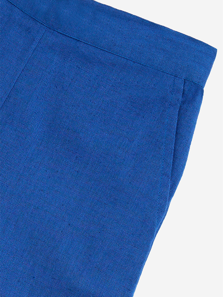 Westside Utsa Kids Blue Solid Cotton-Blend Palazzos - (2-8yrs) for Ethnic Wear Zoomed View