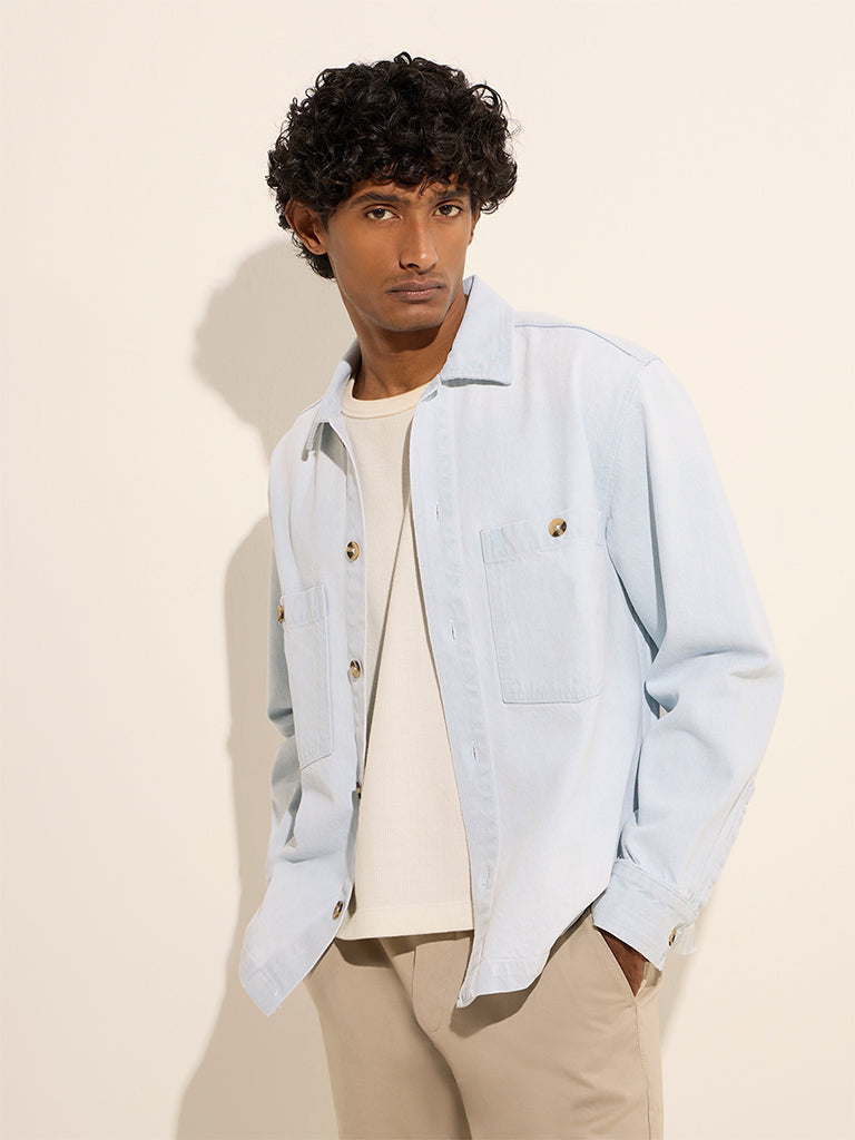 Buy WES Casuals Light Blue Relaxed-Fit Denim Jacket from Westside