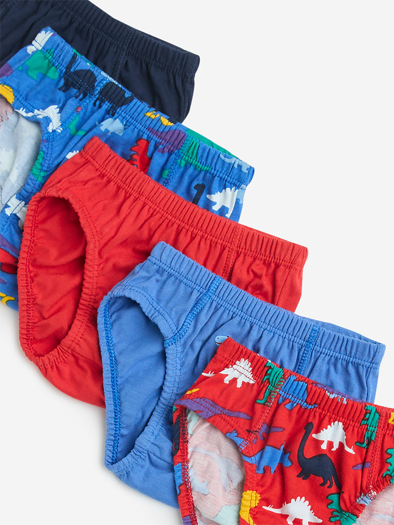 Westside HOP Kids Multicolour Printed Cotton Briefs - Pack of 5 for Casual Wear Zoomed View
