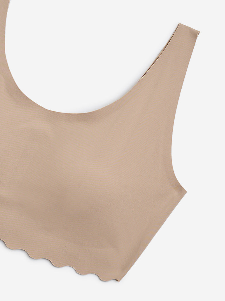 Westside Y&F Girl's Beige Invisible Comfort Crop Top for Casual Wear Zoomed View