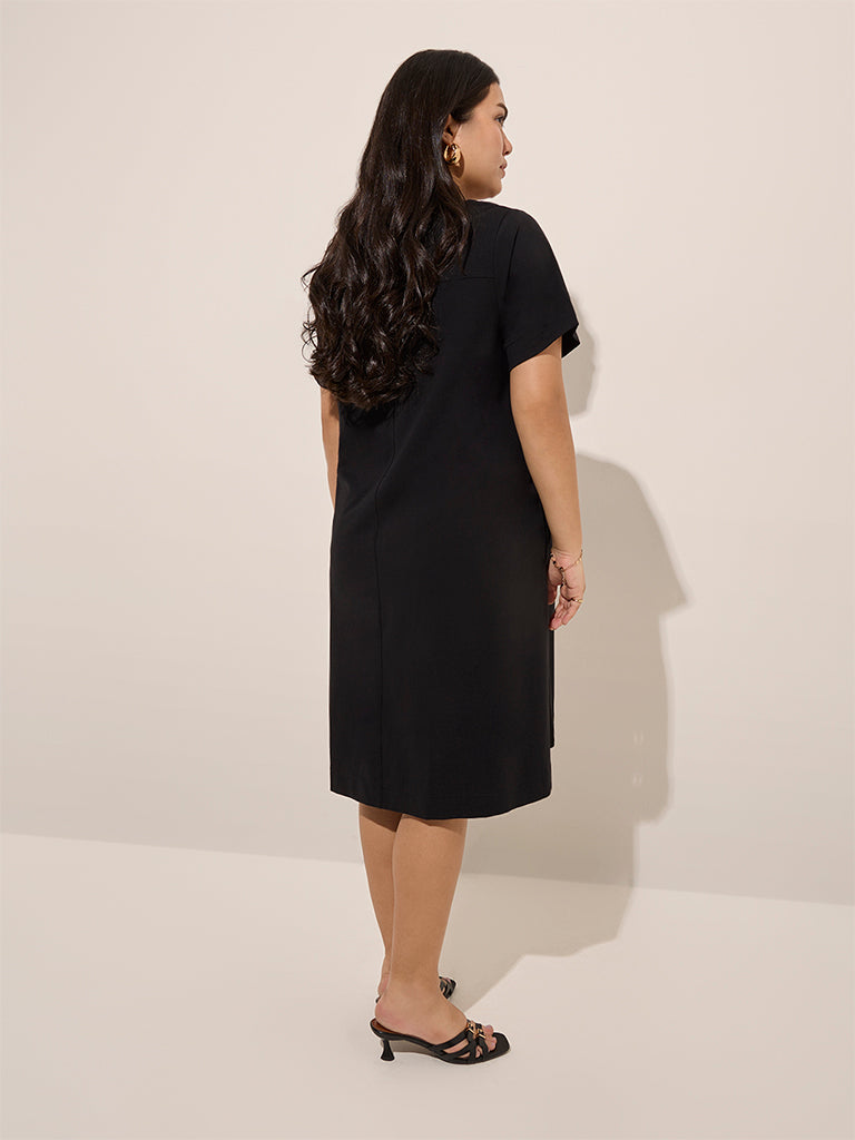Gia Black Solid A-Line Dress