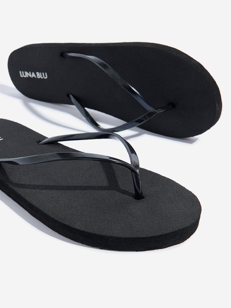 Westside LUNA BLU Women's Black Minimalistic Flip-Flops for Casual Wear Zoomed View
