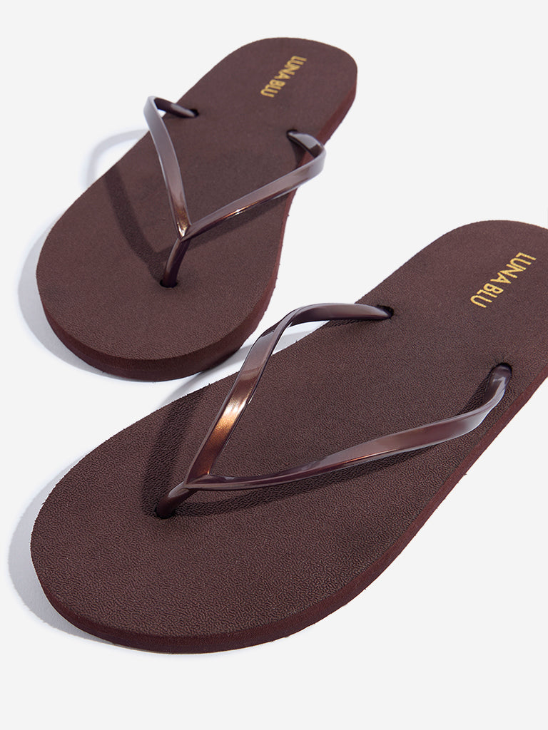 Westside LUNA BLU Women's Brown Minimalistic Flip-Flops for Casual Wear Zoomed View