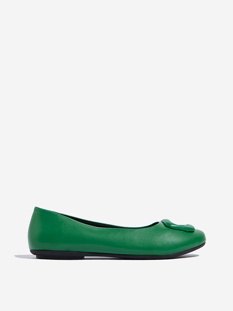 LUNA BLU Green Buckle-Detailed Ballerina1