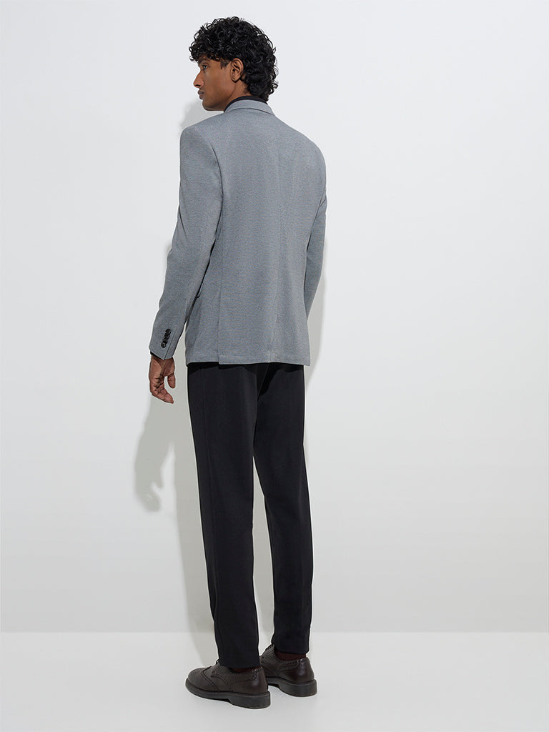 Westside WES Formals Men's Grey Single-Breasted Slim-Fit Blazer for Work Wear Back View