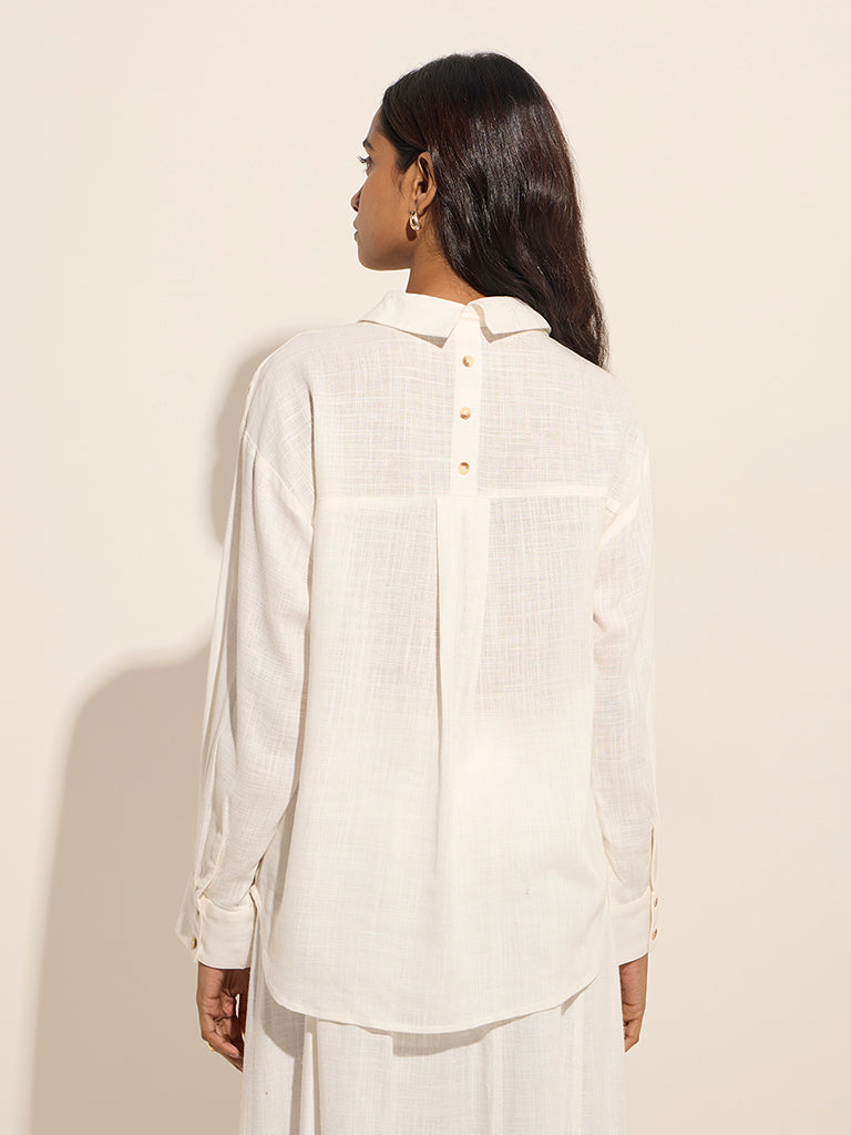 Westside LOV Women's Off-White Shirt for Casual Wear Back View