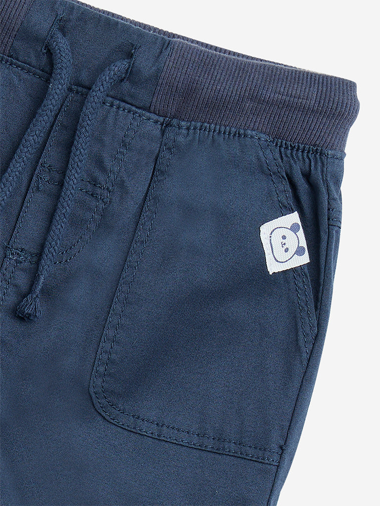 Westside HOP Baby Boy's Navy Mid-Rise Cotton-Blend Joggers for Casual Wear Zoomed View