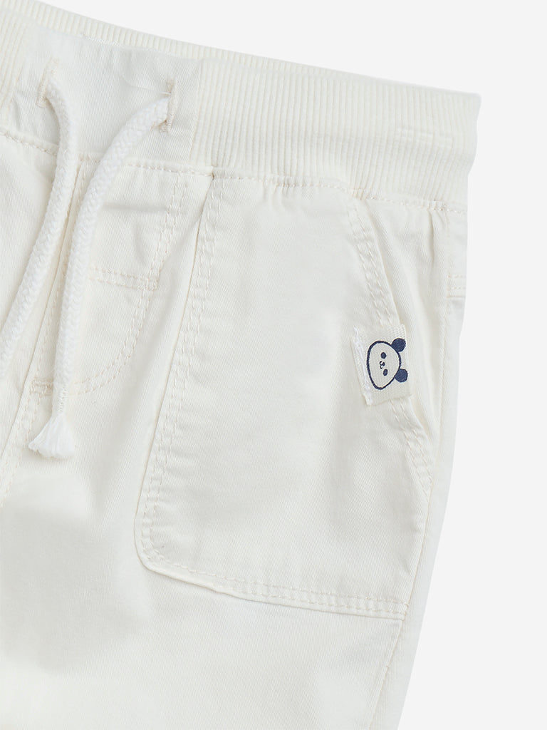 Westside HOP Baby Boy's White Mid-Rise Cotton-Blend Joggers for Casual Wear Zoomed View