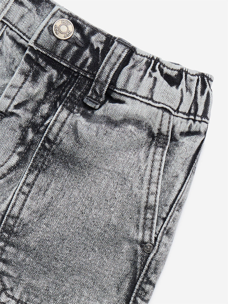 Westside HOP Kids Charcoal Faded Straight-Fit Mid-Rise Jeans for Casual Wear Zoomed View
