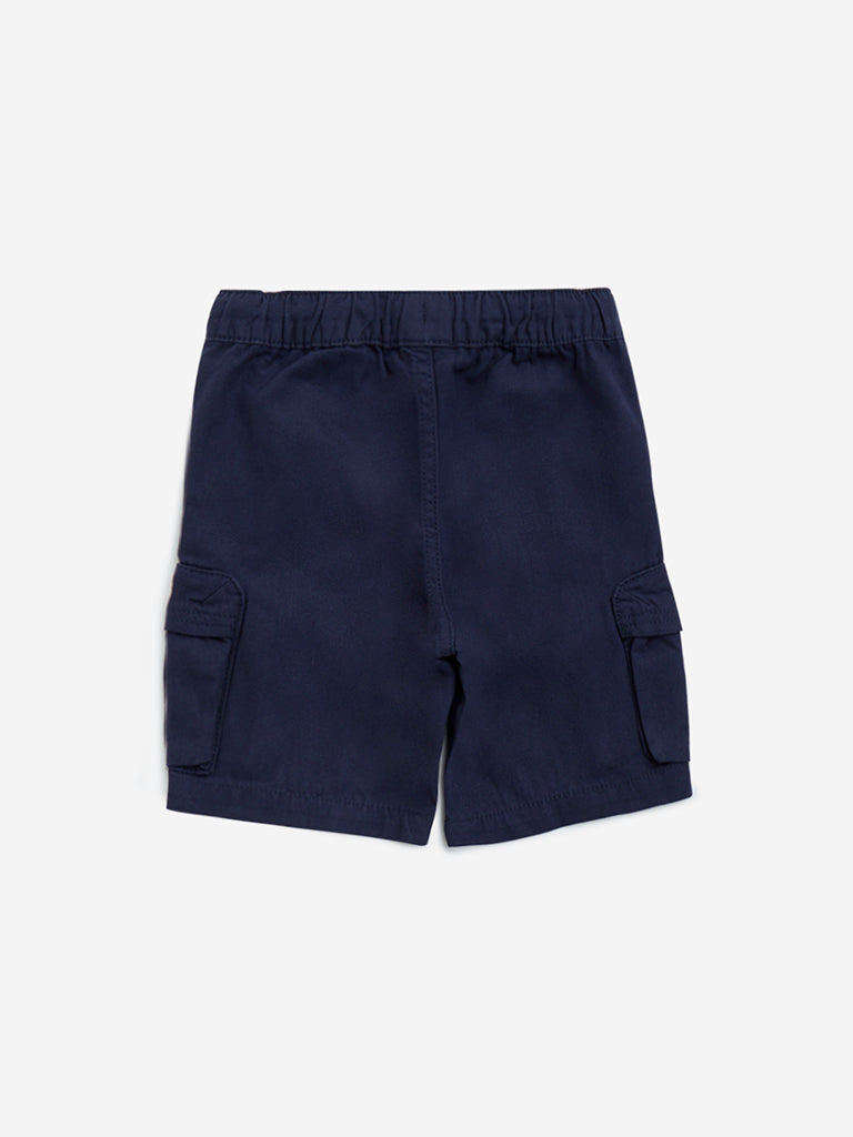 HOP Kids Navy Mid-Rise Cotton Shorts