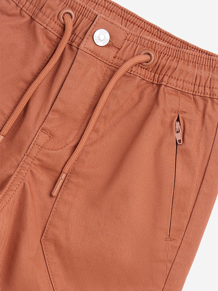 Westside HOP Baby Boys' Brown Mid-Rise Cotton-Blend Joggers for Casual Wear Zoom View