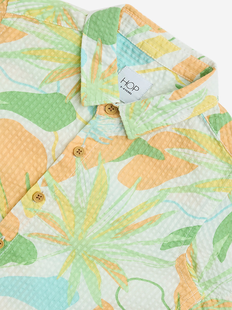 Westside HOP Kids Multicolour Botanical Printed Cotton Shirt for Casual Wear Zoomed View