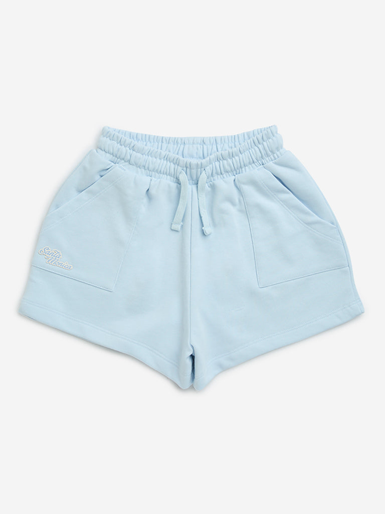 Light Blue High Waisted Shorts For Kids Buy Y&F Kids Light Blue