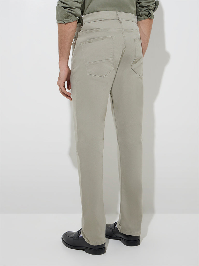 Westside Ascot Men's Sage Relaxed-Fit Mid-Rise Jeans for Casual Wear Back View