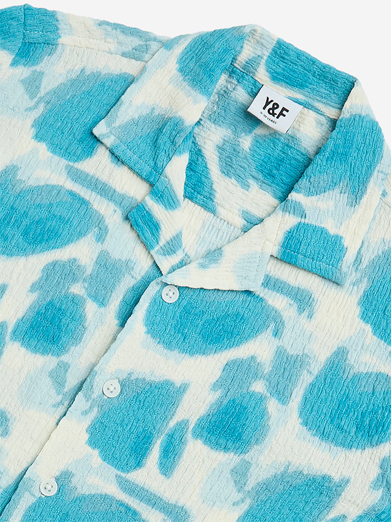 Westside Y&F Boys' Kids Blue Abstract Patterned Shirt for Casual Wear Zoom View