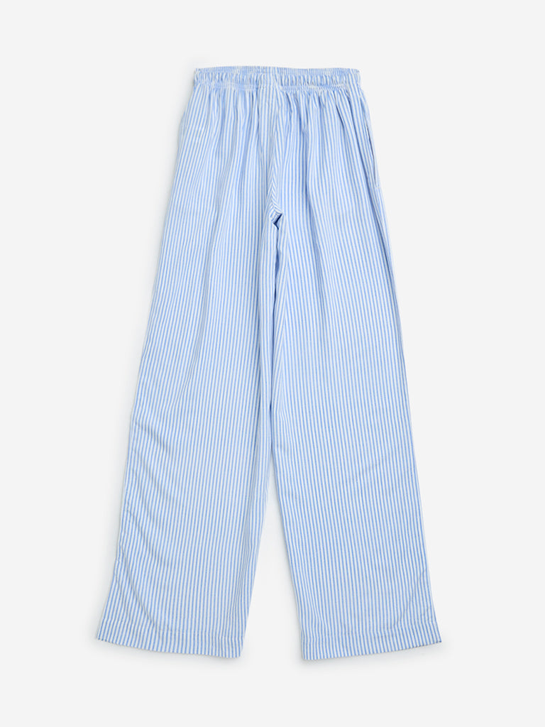 Y&F Kids Blue Striped High-Rise Pants