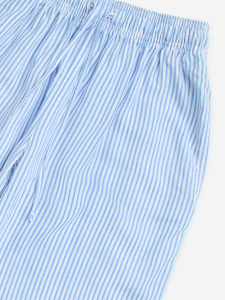 Y&F Kids Blue Striped High-Rise Pants