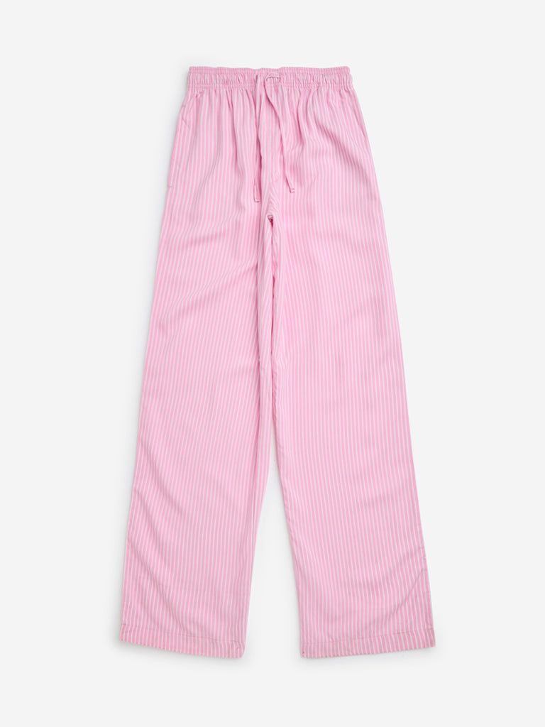 Y&F Kids Pink Striped High-Rise Pants