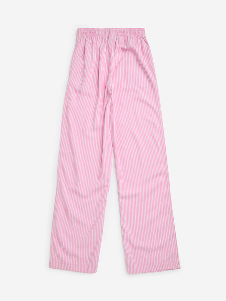 Y&F Kids Pink Striped High-Rise Pants