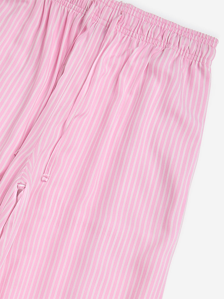 Y&F Kids Pink Striped High-Rise Pants