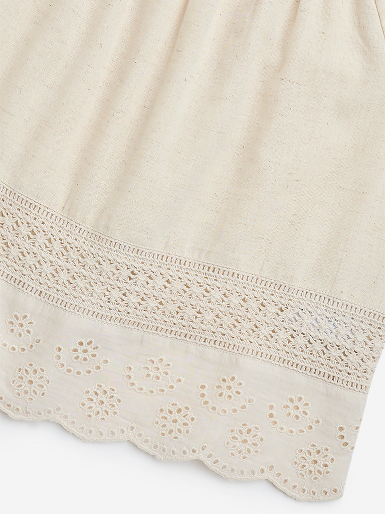 Westside Utsa Kids Off-White Cut-Out Detailed Cotton-Blend Top - (8-14yrs) for Ethnic Wear Zoomed View