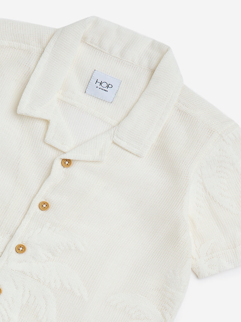 Westside HOP Kids Off-White Tropical-Embroidered Cotton-Blend Shirt for Casual Wear Zoomed View
