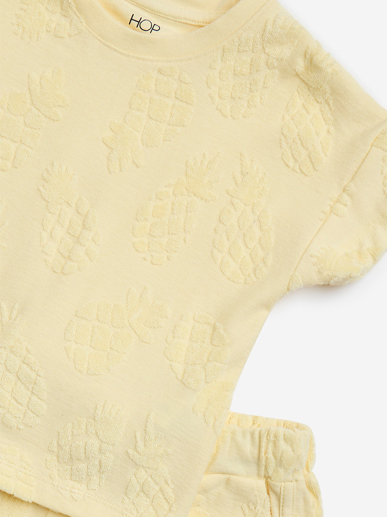 Westside HOP Kids Yellow Embroidered Cotton T-Shirt with Shorts Set for Casual Wear Zoomed View