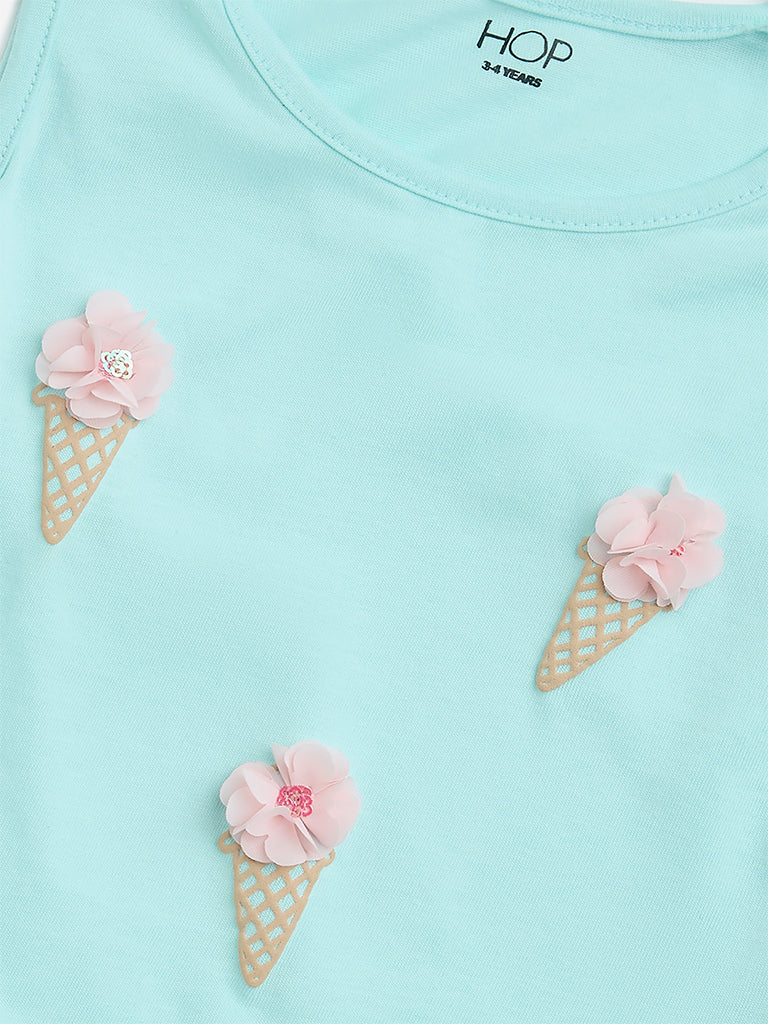 HOP Kids Mint Ice-Cream Design Cotton Top
