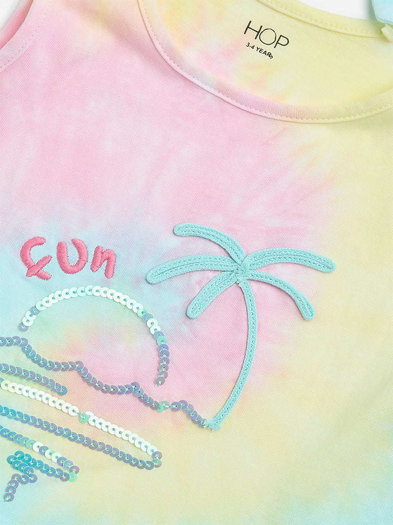 Westside HOP Kids Multicolour Tie-Dye Design Cotton Top for Casual Wear Zoomed View