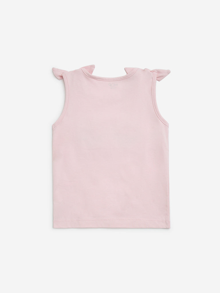 HOP Kids Pink Beach Printed Cotton Top