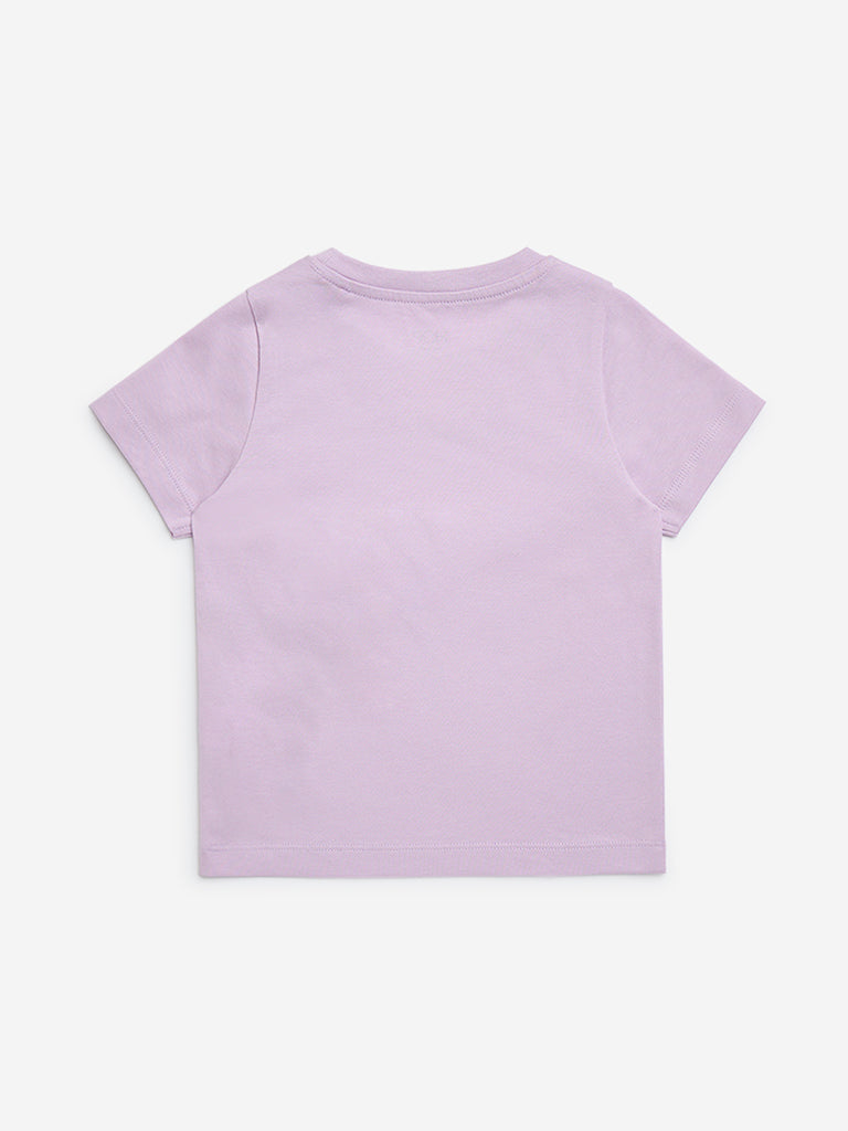HOP Kid Lilac Sequin-Detailed Cotton T-Shirt