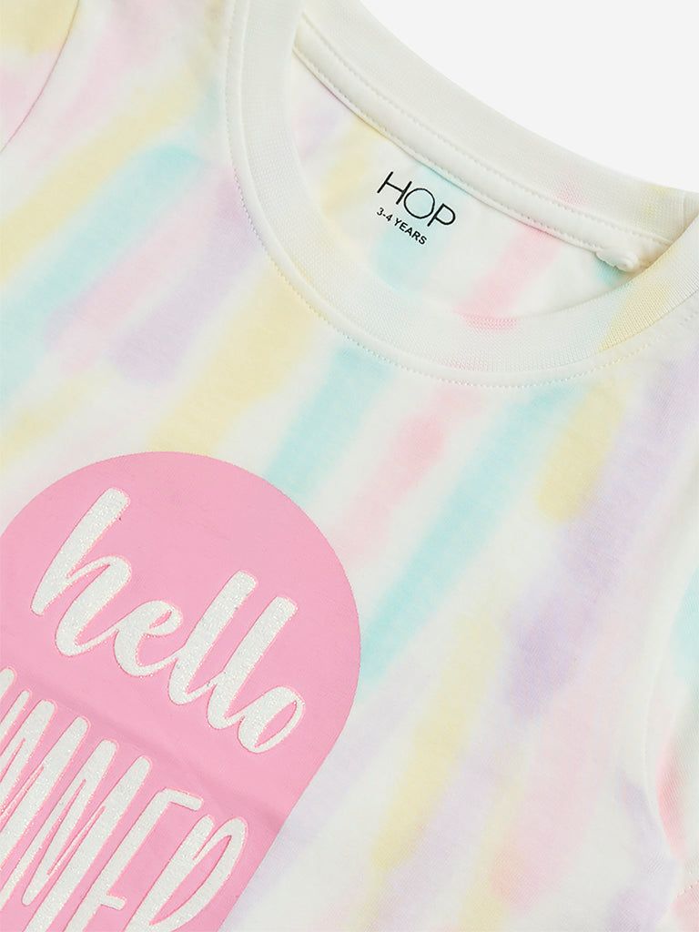 Westside HOP Kids Multicolour Tie-Dye Design Cotton T-Shirt for Casual Wear Zoomed View