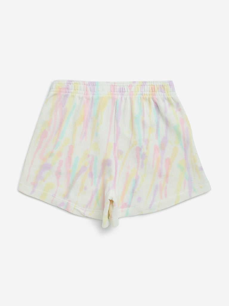 HOP Kids Multicolour Text Design High-Rise Cotton Shorts