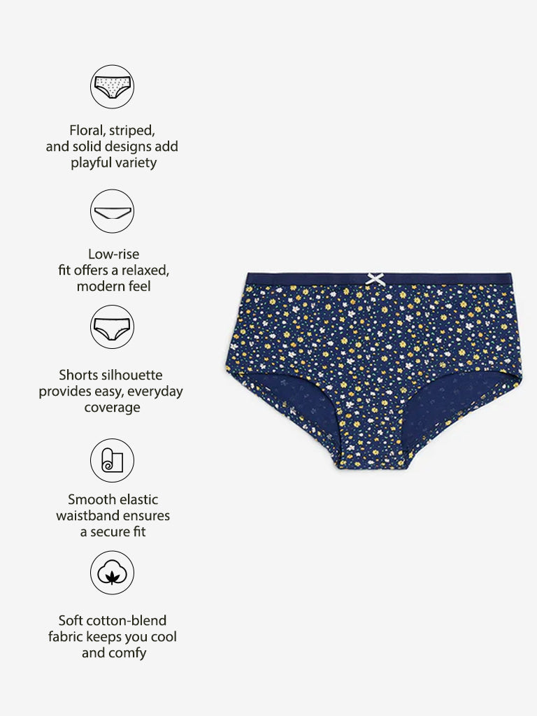 Westside Wunderlove Women's Blue Cotton-Blend Low-Rise Briefs - Pack of 3 for Casual Wear Infographics