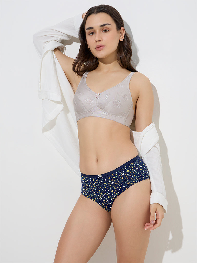 Westside Wunderlove Women's Blue Cotton-Blend Low-Rise Briefs - Pack of 3 for Casual Wear Front View