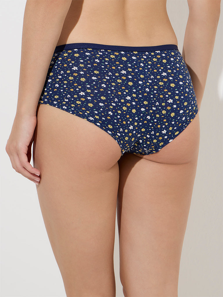 Westside Wunderlove Women's Blue Cotton-Blend Low-Rise Briefs - Pack of 3 for Casual Wear Back View