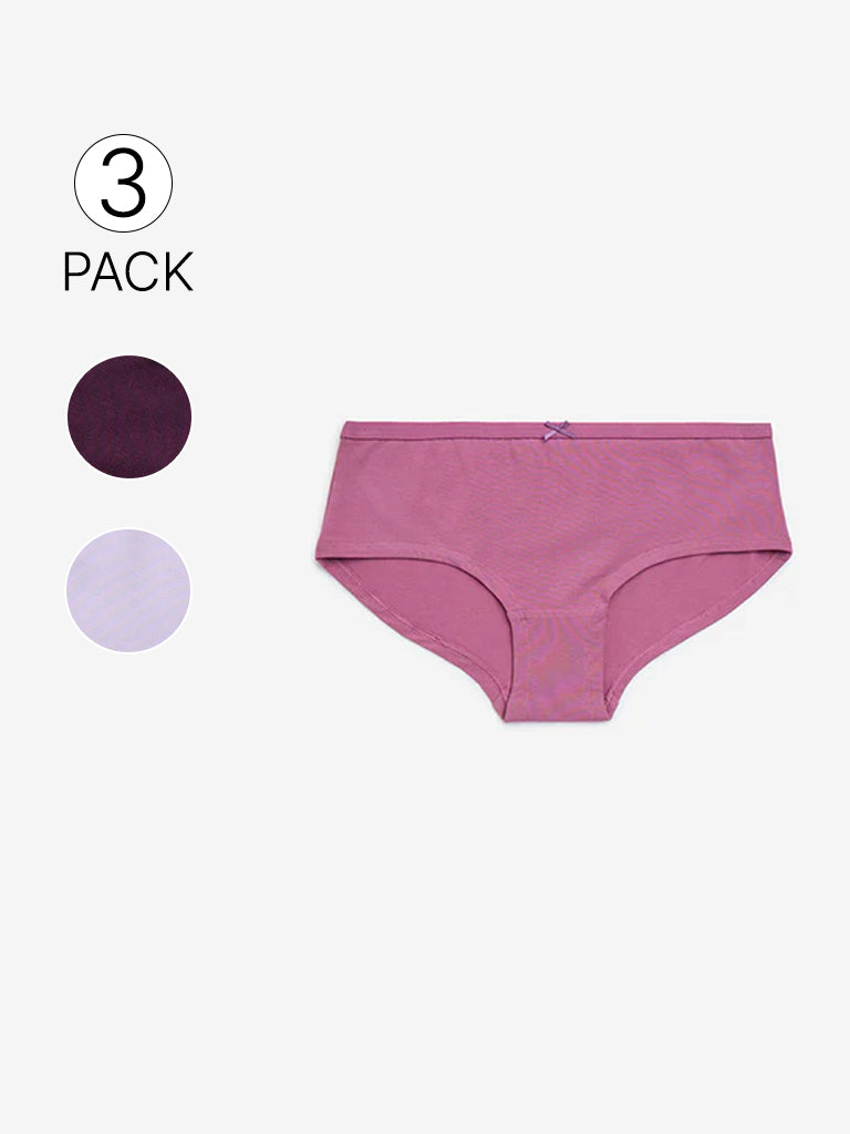 Wunderlove Lavender Cotton Briefs - Pack of 3