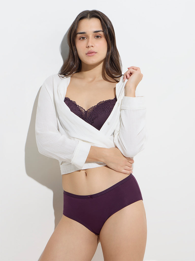 Wunderlove Lavender Cotton Briefs - Pack of 3
