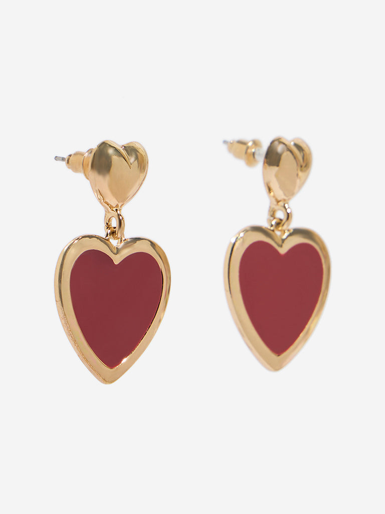 Westside Accessories Red Heart Dangler Earrings