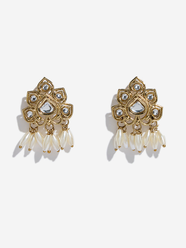 Westside Accessories Gold Rice Pearl Stud Earrings