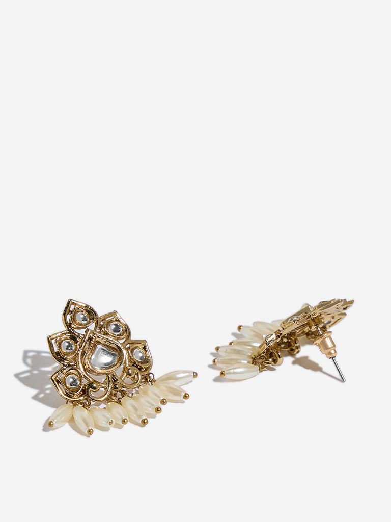 Westside Accessories Gold Rice Pearl Stud Earrings