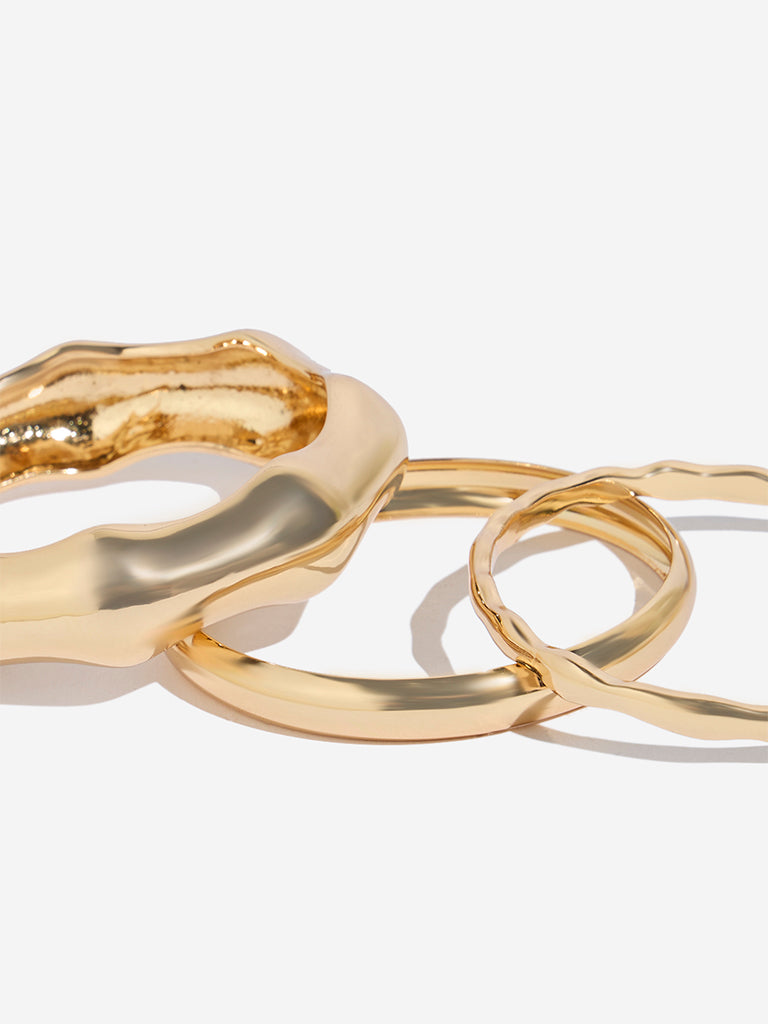 Westside Accessories Gold Cuff Bracelet Set - Pack of 3