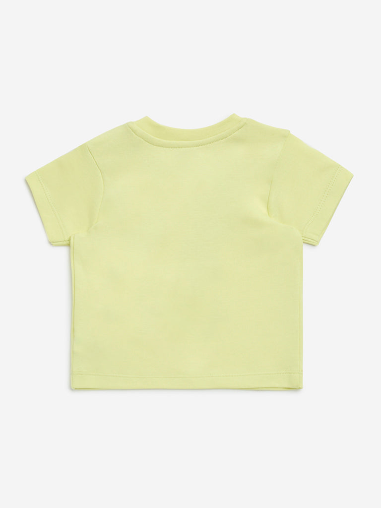 HOP Baby Yellow Tropical Design Cotton T-Shirt