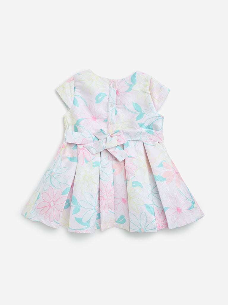 HOP Baby Multicolour Floral Design Fit-and-Flare Dress