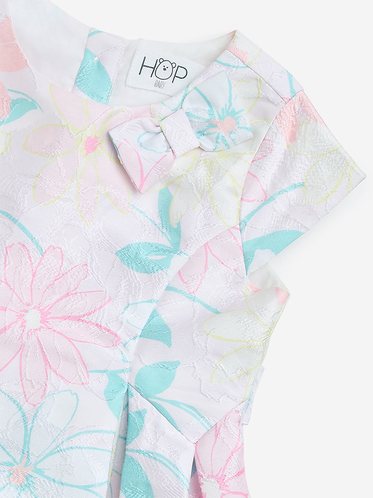 Westside HOP Baby Girl's Multicolour Floral Design Fit-and-Flare Dress for Casual Wear Zoomed View